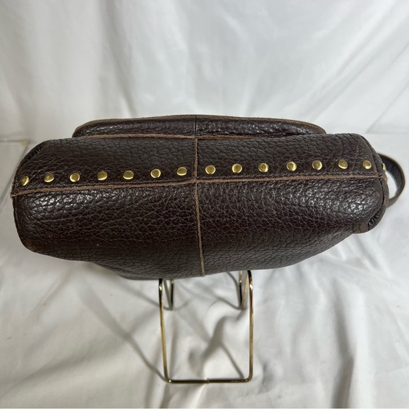 Rafe New York Distressed Pebbled Leather Studded Brown Crossbody Shoulder Bag - Picture 10 of 16